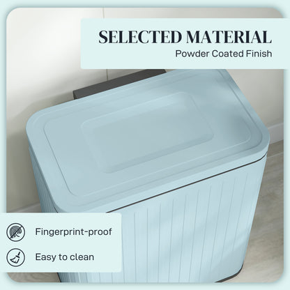 HOMCOM Dual Kitchen Bin, 2 x 20L Double Bin for Recycling and Waste, Fingerprint-proof Pedal Bin with Soft-Close Lid, Removable Inner Buckets, Light Green 