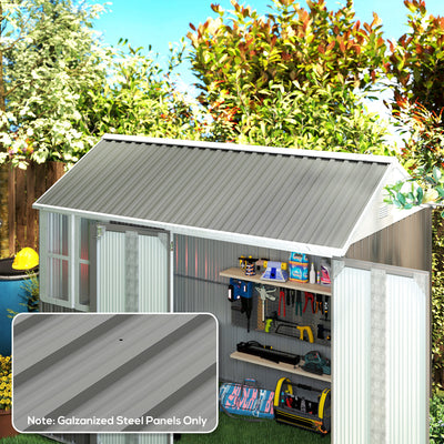 Outsunny Set of 12 Corrugated Steel Roof Sheet Panels - Light Grey 