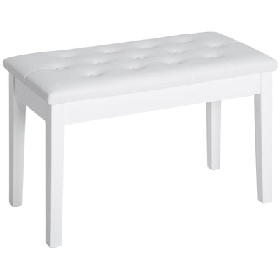 HOMCOM PU Leather Upholstered Piano Stool Makeup Stool Bench Dressing Table Seat with Storage 76x36x50cm, White 