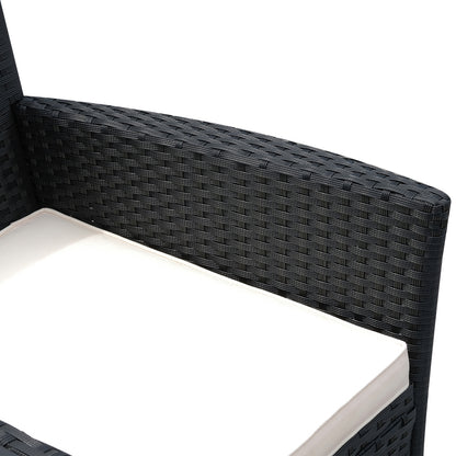 Outsunny 2 Seater Rattan Campanion Chair Wicker Loveseat Outdoor Patio Armchair with Drink Table Garden Furniture - Black 