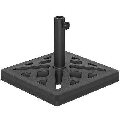Outsunny Garden Parasol Base, 15kg HDPE Outdoor Umbrella Stand Parasol Stand with Cut-Out Design, Sun Umbrella Base for Deck Poolside, Black 