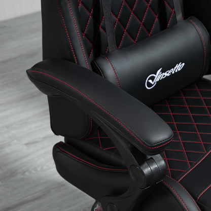 Vinsetto Computer Gaming Chair with Footrest, Video Gaming Chair for Adults with 130\'c2\'b0 Reclining Back, Desk Chair with Lumbar Support and Adjustable Height, Black Red