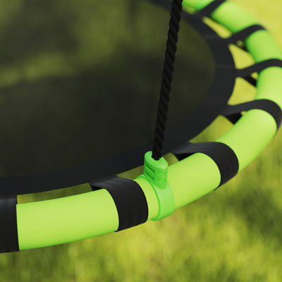 AIYAPLAY 100 cm Diameter Kid Nest Swing Seat with Height Adjustable Ropes for Outdoor Indoor, Black 