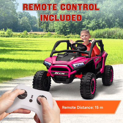 AIYAPLAY 2 Seater 24V 7AH Ride on Truck, Battery Powered Electric Ride On Car w/ Remote, Suspension, 3 Speeds - Pink 