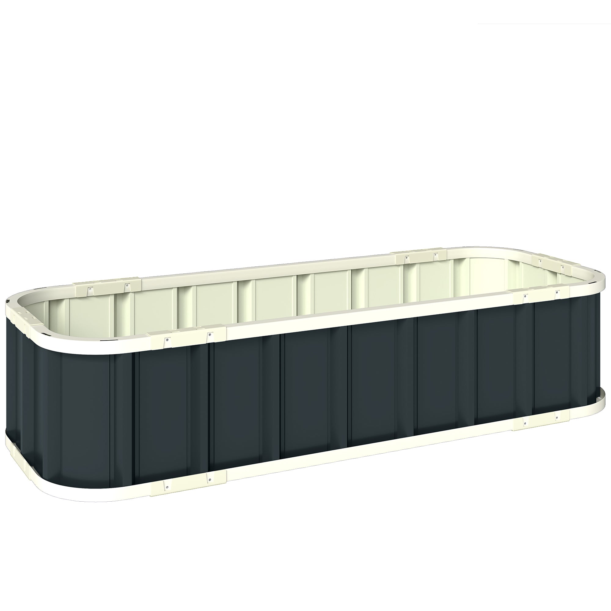 Outsunny Galvanised Raised Garden Bed, 4.5 x 2 x 1 ft Metal Planter with Gloves and Folded Edging, Dark Grey 
