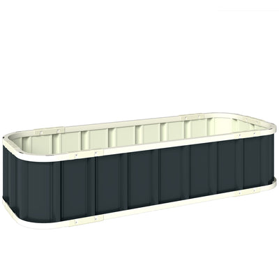 Outsunny Galvanised Raised Garden Bed, 4.5 x 2 x 1 ft Metal Planter with Gloves and Folded Edging, Dark Grey 