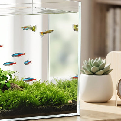 PawHut Fish Tank Bare Glass for DIY Glass Aquarium with Protective Base Mat 43L Transparent for Fish Shrimps