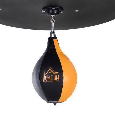 HOMCOM Freestanding Boxing Punch Bag & Speed Ball Station Hanging Frame Training Exercise Platform Home Gym Heavy Duty, Grey 