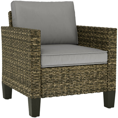 Outsunny Single Rattan Armchair, with Cushions - Mixed Grey 
