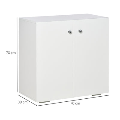 HOMCOM Storage Cabinet w/ Two Shelves Wooden Sideboard Freestanding Kitchen Cupboard Bookcase - White 