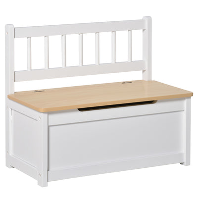 HOMCOM 2 In 1 Wooden Toy Box, Seat Storage Bench, Storage Chest Cabinet Organiser, with Safety Pneumatic Rod 