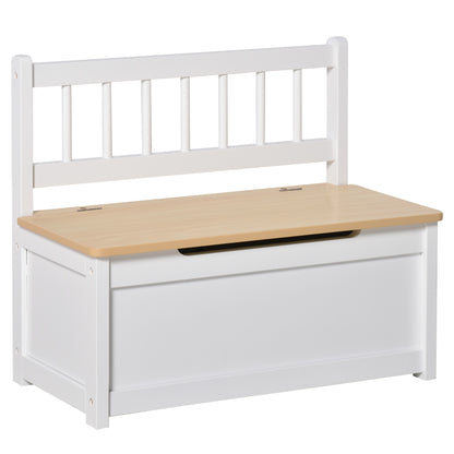 HOMCOM 2 In 1 Wooden Toy Box, Seat Storage Bench, Storage Chest Cabinet Organiser, with Safety Pneumatic Rod