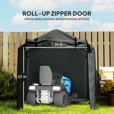 Outsunny 2.2 x 1.6 m Garden Storage Tent, Waterproof Anti-UV Bike Tent with Roll-up Zipper Door, Galvanised Outdoor Storage Shelter Carport for Bike, Motorbike, Garden Tools, Black 