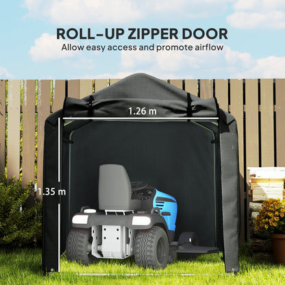 Outsunny 2.2 x 1.6 m Garden Storage Tent, Waterproof Anti-UV Bike Tent with Roll-up Zipper Door, Galvanised Outdoor Storage Shelter Carport for Bike, Motorbike, Garden Tools, Black 