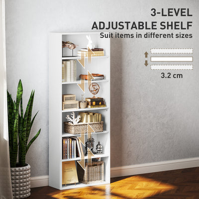 HOMCOM Six Shelf Bookcase - White 
