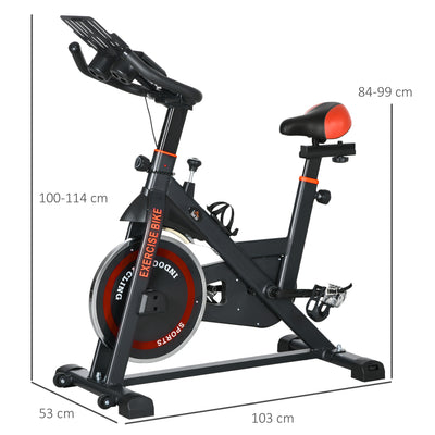 HOMCOM Exercise Bike, 8kg Flywheel Stationary Bike Indoor Cycling Machine with Adjustable Resistance Seat Handlebar, Black 