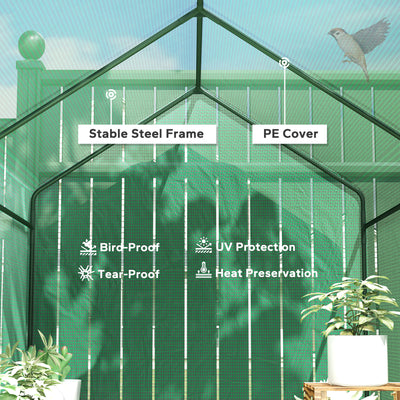 Outsunny 120 x 186cm Walk-In Greenhouse, with Shelves - Green 