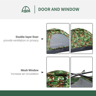 Outsunny 2 Person Camping Tent, Dome Tent with Zipped Doors, Storage Pocket, Portable Handy Bag, Multicoloured 