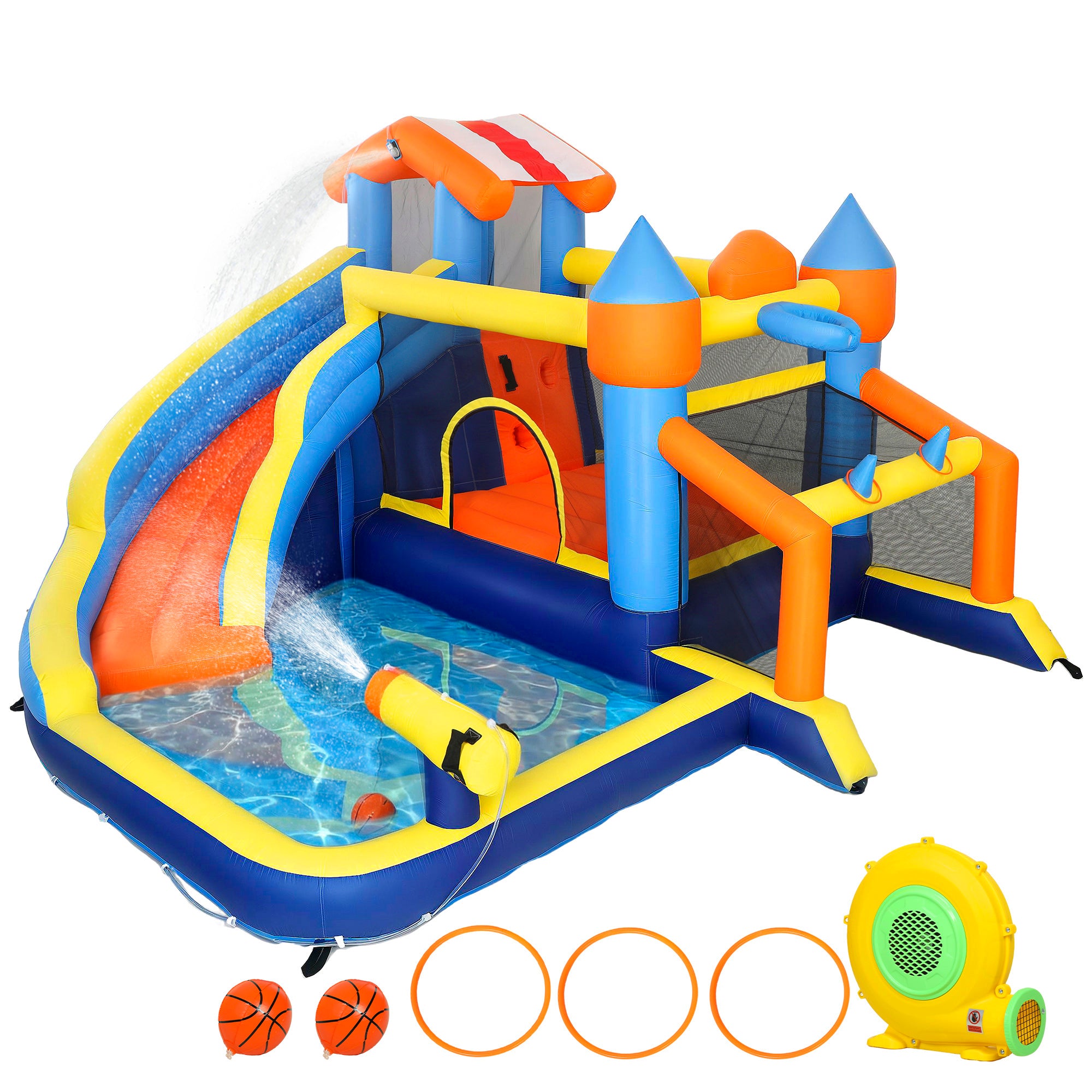 AIYAPLAY Bouncy Castle for Kids, Inflatable Bounce House with Slide, Pool (Ball Pit), Climbing Wall and Blower for Outdoor 