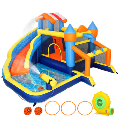 AIYAPLAY Bouncy Castle for Kids, Inflatable Bounce House with Slide, Pool (Ball Pit), Climbing Wall and Blower for Outdoor 