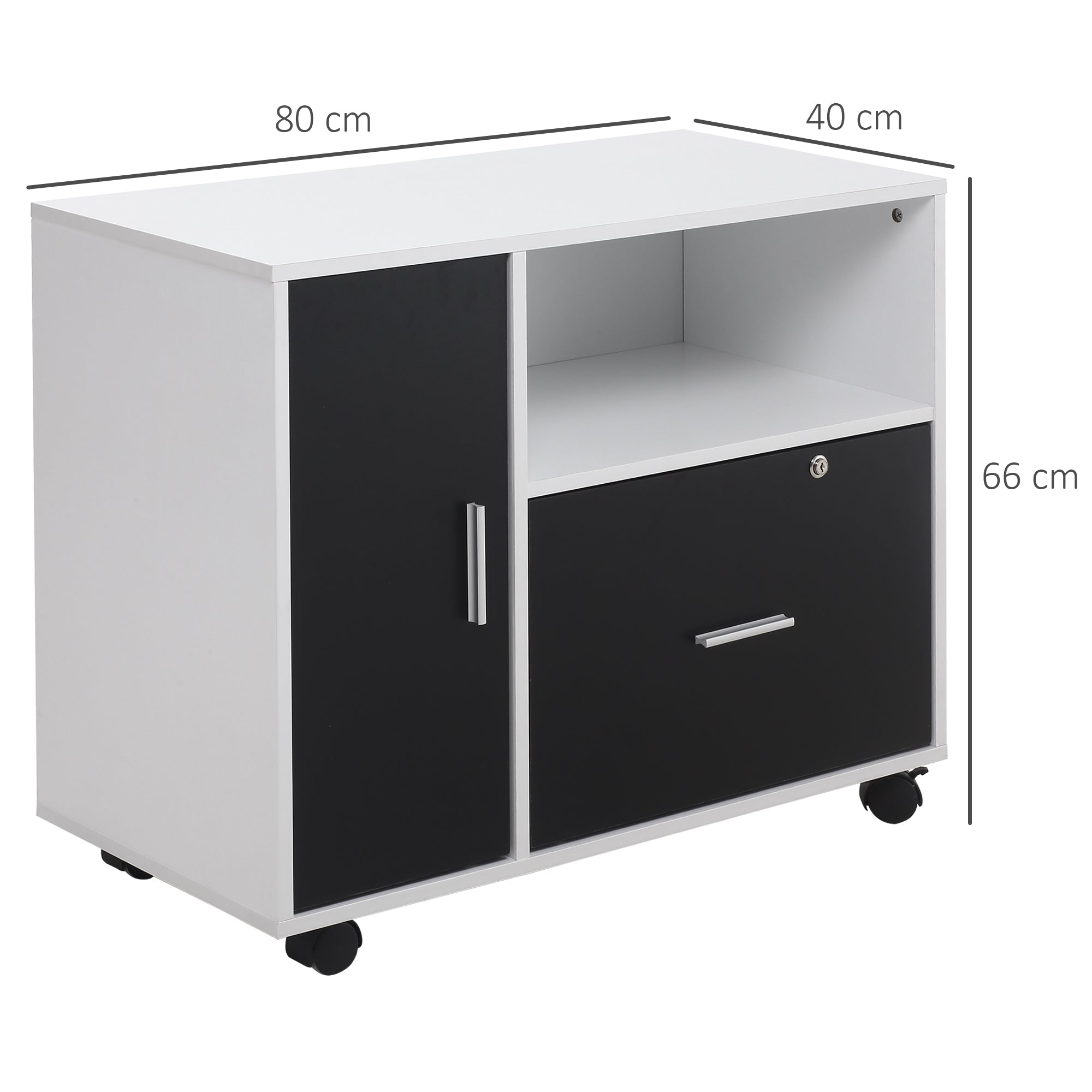 HOMCOM Multi-Compartment Office Storage Cabinet, with File Hangers - Black/White 