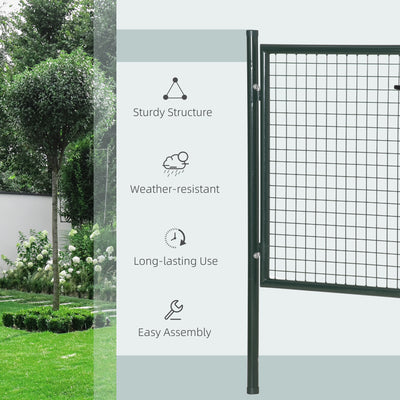 HOMCOM Green Steel Garden Gate with Lock and 3 Keys 97 x 150cm, Green 