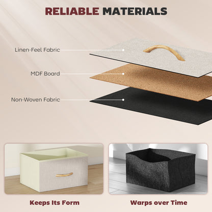 HOMCOM Chest of Ten Fabric Drawers - Beige