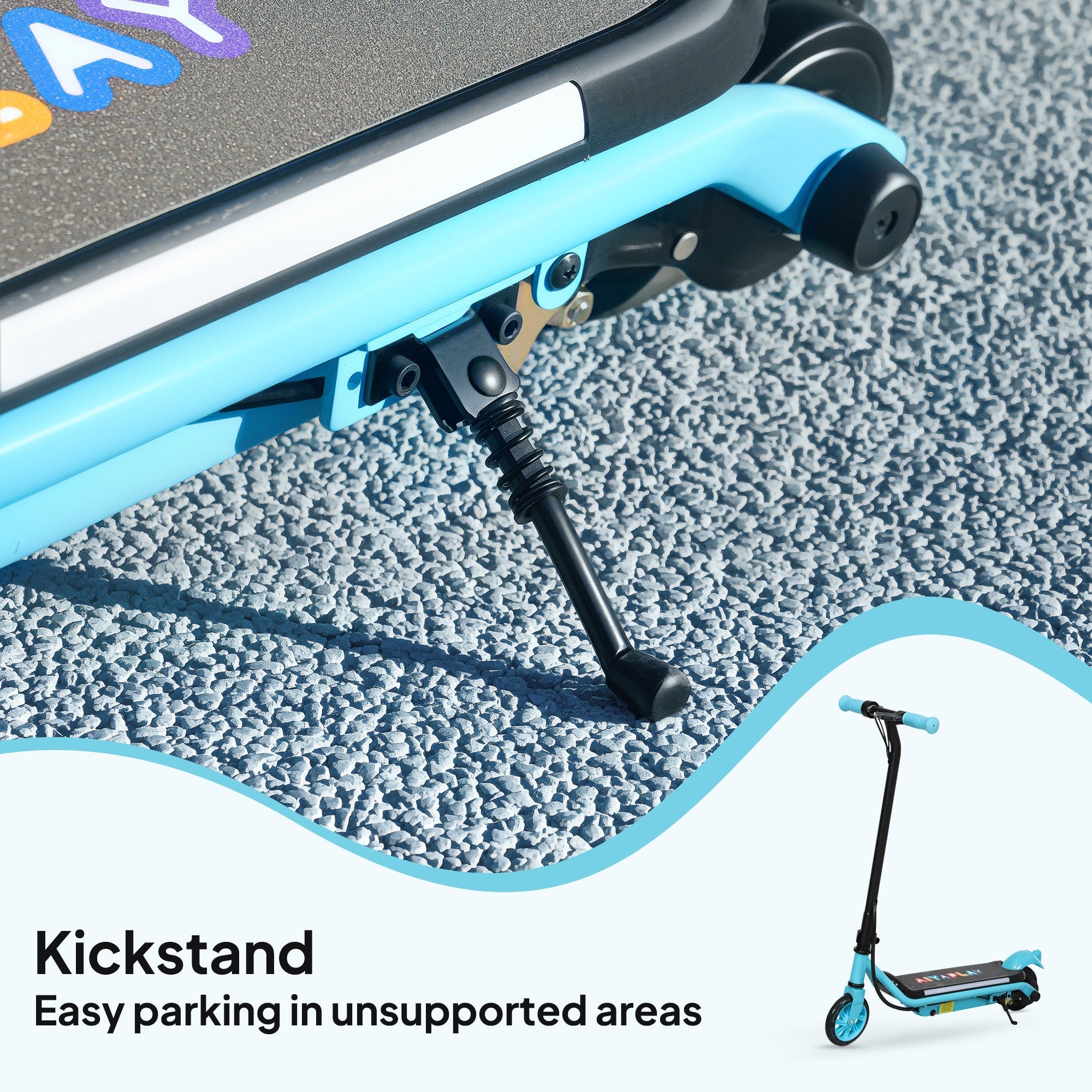 AIYAPLAY Electric Scooter for Kids Ages 6-14, with Dual Brakes, Flash Wheel and Colourful Light, Kids Electric Scooter E Scooter, Up to 12 KM/H & 10 KM, Blue 