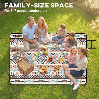 Outsunny Picnic Blanket, 300x200CM Large Beach Blanket Outdoor Picnic Mat with Integrated Strap for Camping, Mix-Colour 
