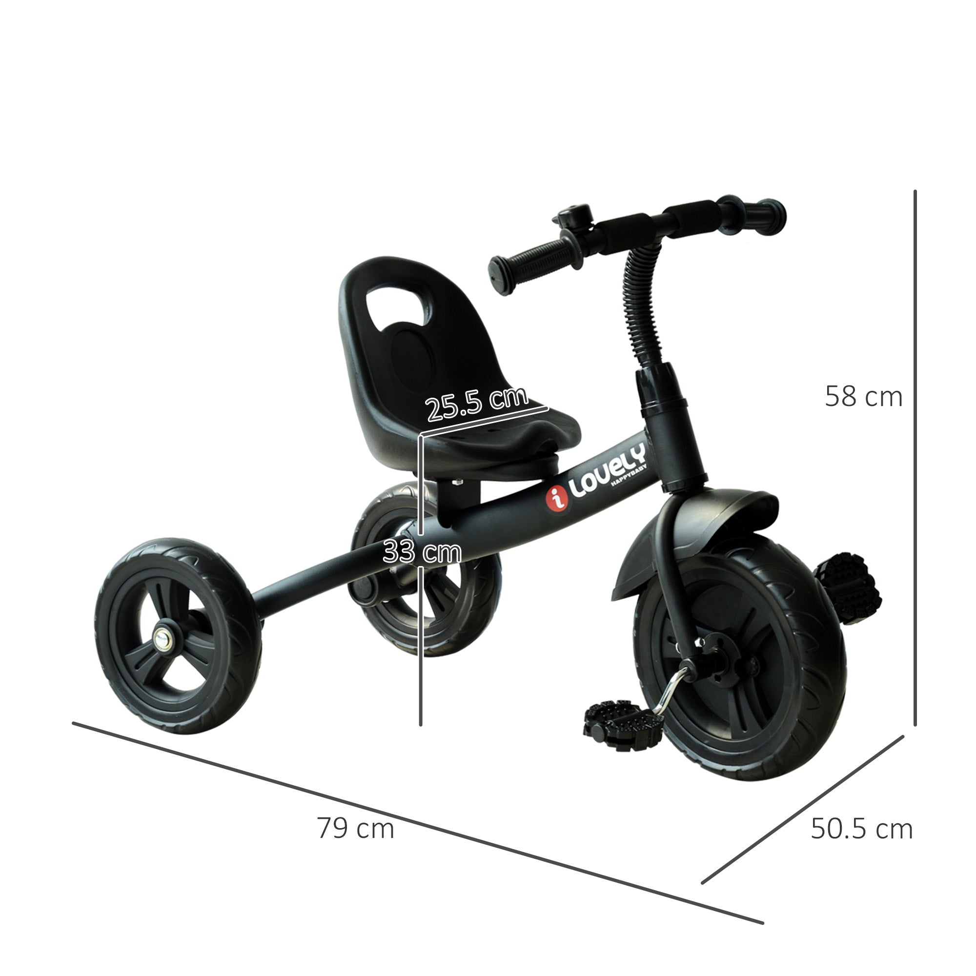 HOMCOM Kids Trike Toddler Tricycle Children Ride on 3 Wheels Bike For 1.5 - 4 Years Black 