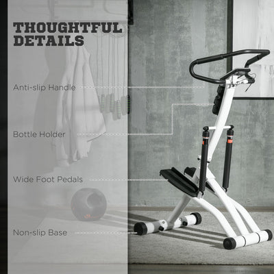 SPORTNOW Foldable Stepper Machine with 12-Level Hydraulic Resistance, Step Machine Exerciser with LCD Monitor and Drink Holder, for Home Fitness Workout, White and Black 