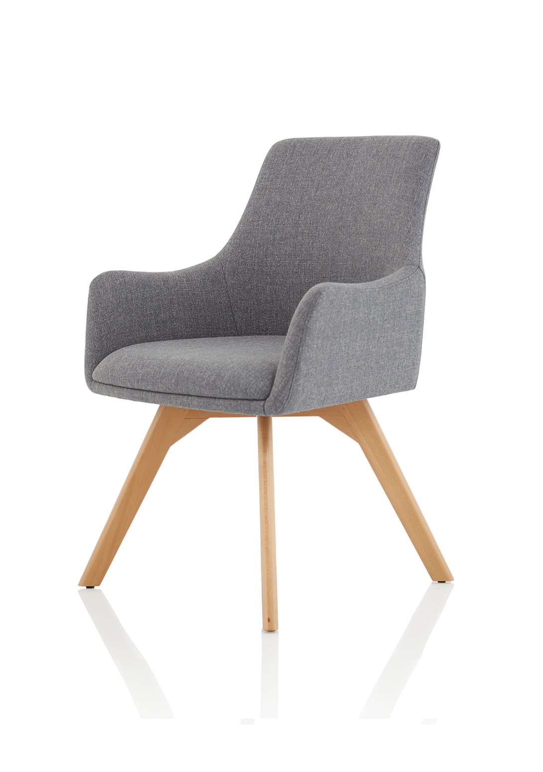 Carmen Grey Fabric Wooden Leg Visitor Chair