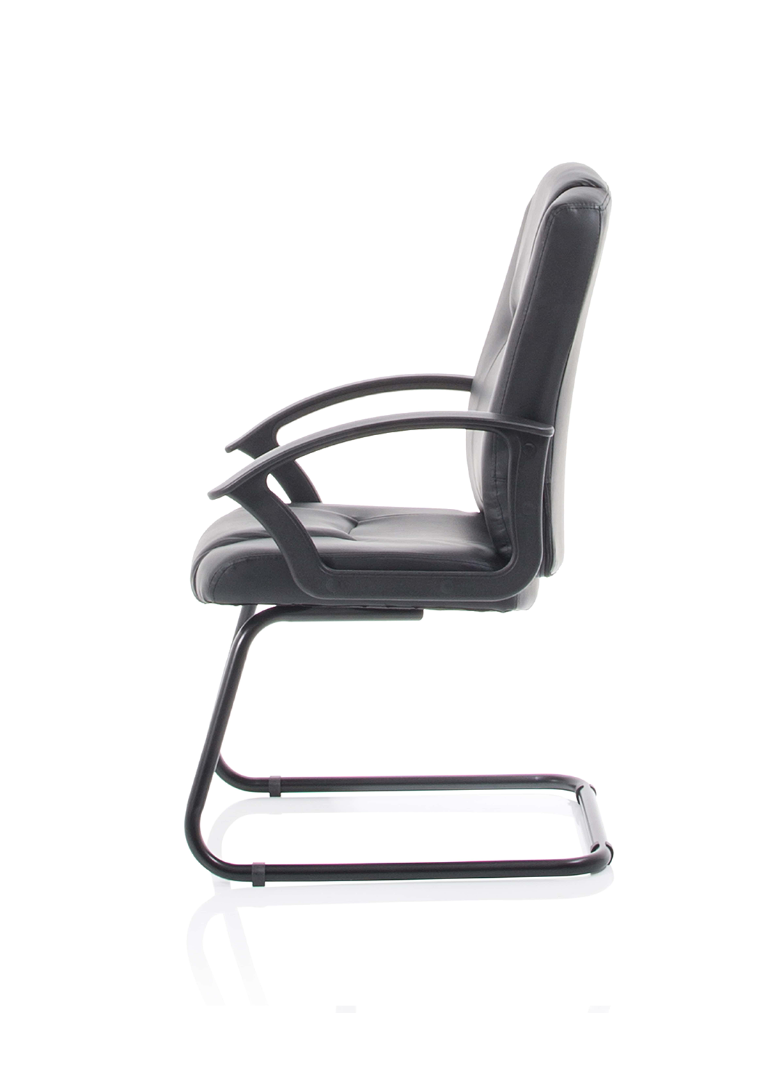 Bella Medium Back Black Bonded Leather Black Frame Cantilever Visitor Chair