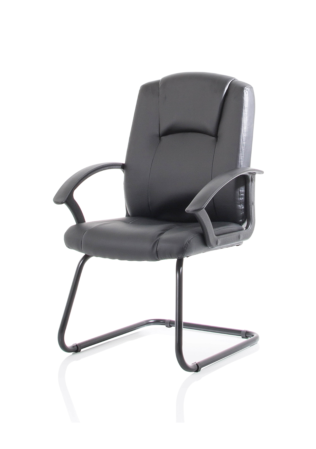 Bella Medium Back Black Bonded Leather Black Frame Cantilever Visitor Chair