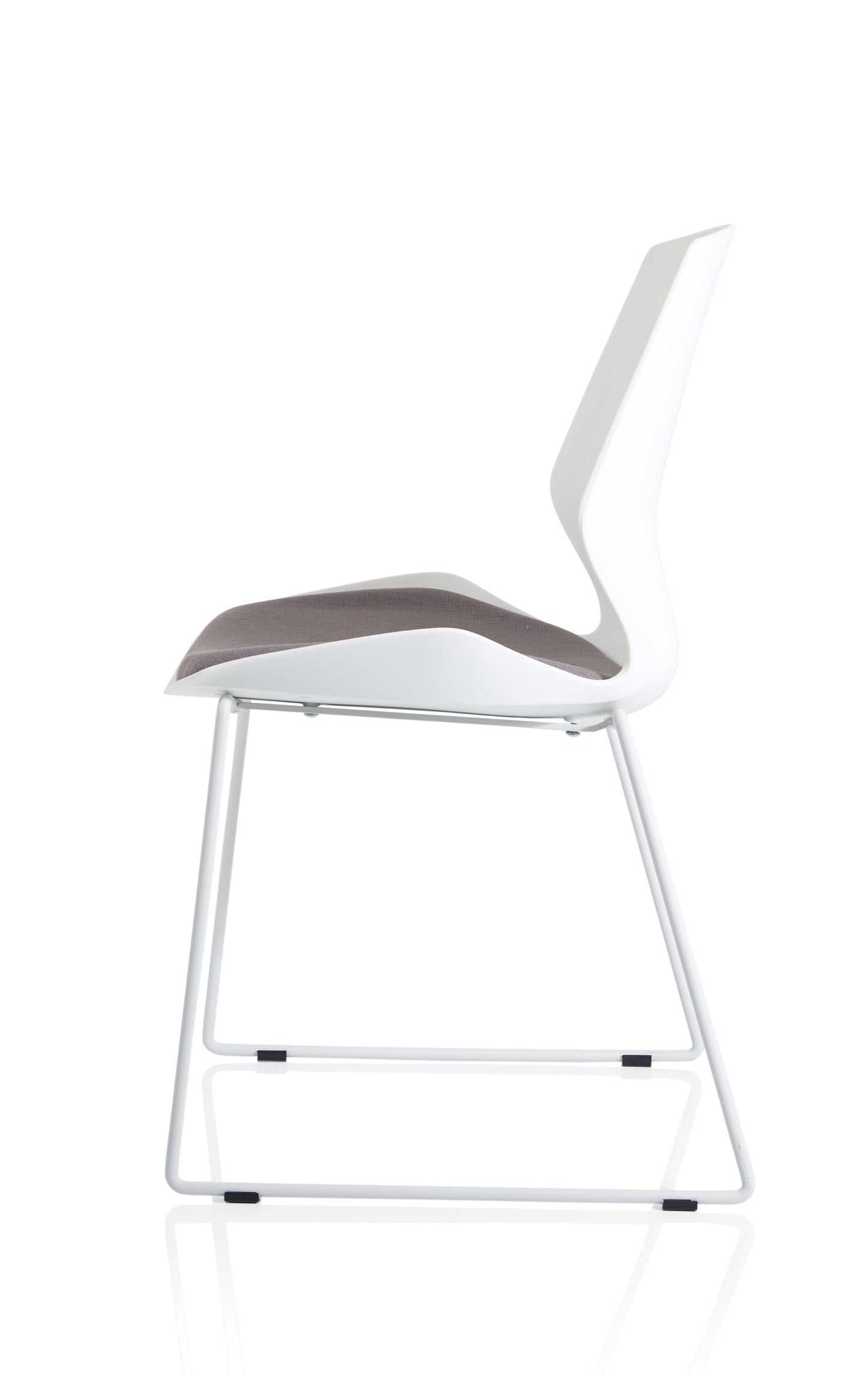 Florence Sled White Frame Fabric Seat Visitor Chair