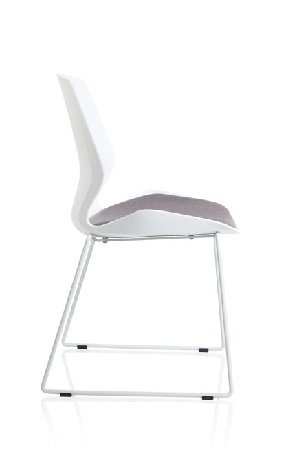 Florence Sled White Frame Fabric Seat Visitor Chair