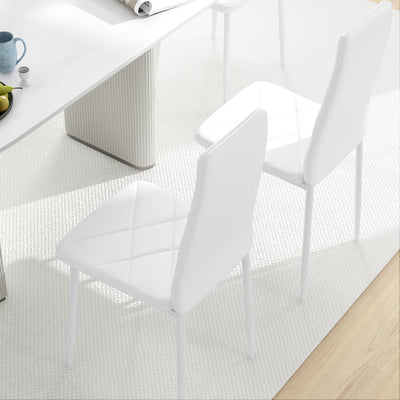 HOMCOM Set of 6 Faux Leather Dining Chairs - White 
