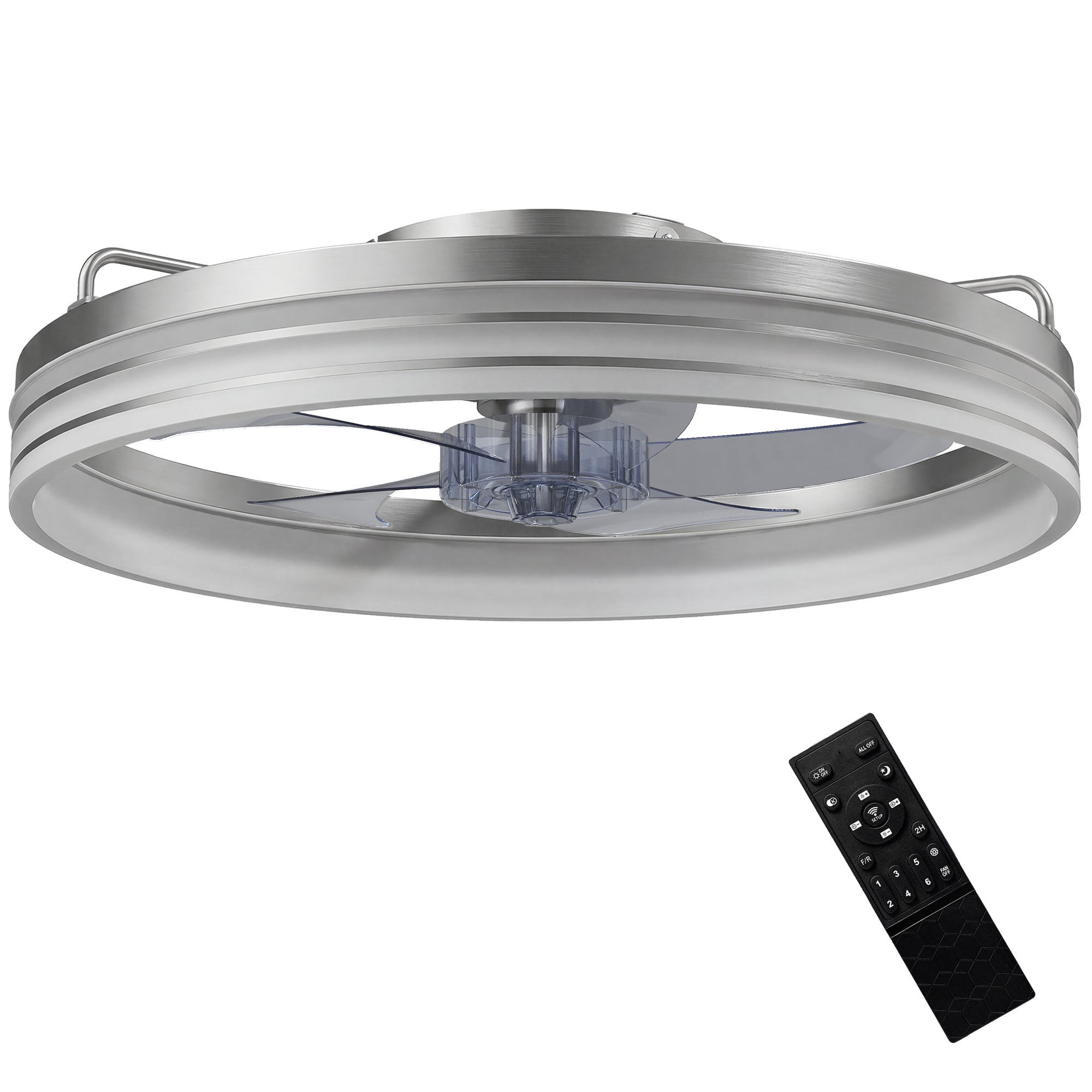 HOMCOM Ceiling Fans with Lights and Remote & App Control, 50cm LED Ceiling Fan Light with 3 Colour Temperatures, 6 Speed, Silver 