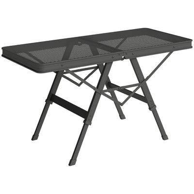 Outsunny 3 ft Folding Camping Table w/ Adjustable Heights, Outdoor Folding Picnic Table with Metal Mesh Desktop & Aluminium Legs, Portable Lightweight BBQ Table for Picnic, Garden, Party, Black 