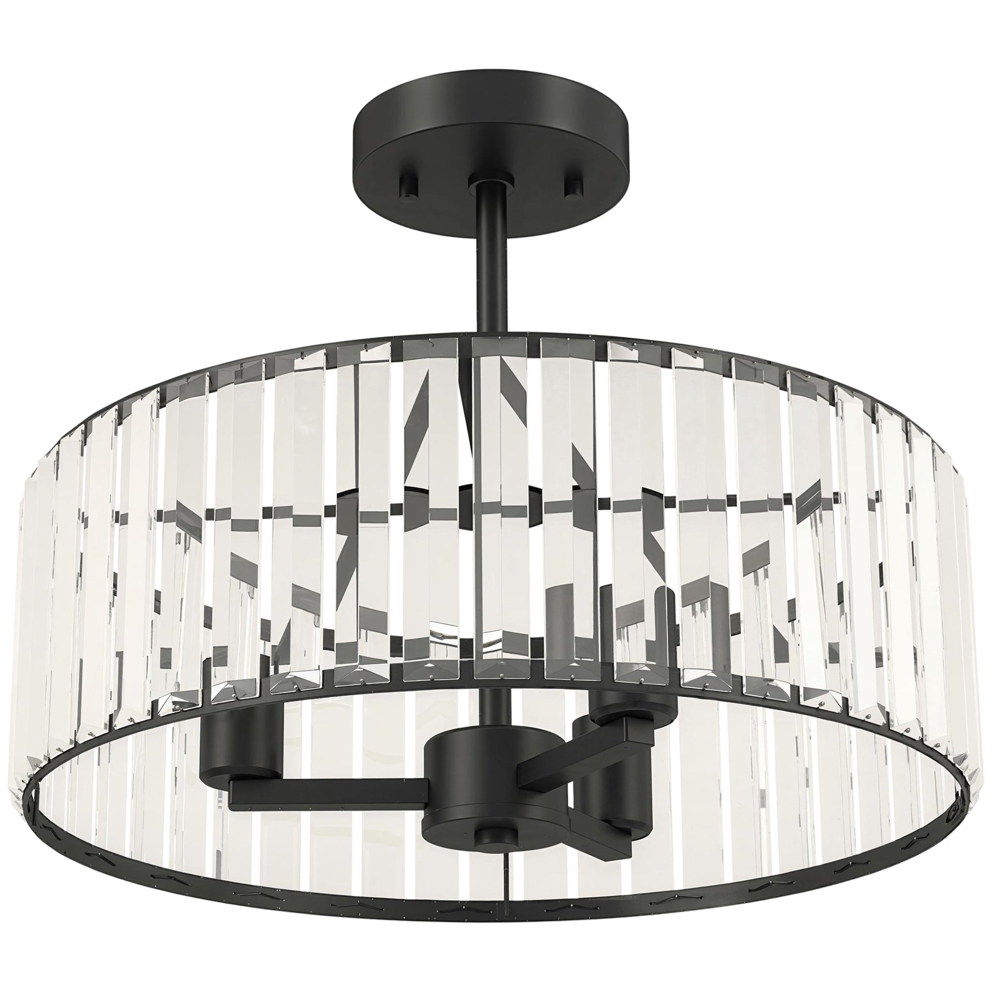 HOMCOM Crystal Ceiling Light, Semi Flush Mount Modern Crystal Chandelier Ceiling Light, E14 Base 3-Lights, Bulbs Not Included 