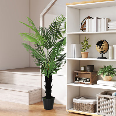 HOMCOM 175cm Artificial Areca Palm Tree with 16 PE Leaves, Decorative Artificial Plant with Plastic Pot and Flocked Soil, Fake Plant for Home Office Decor, Green 