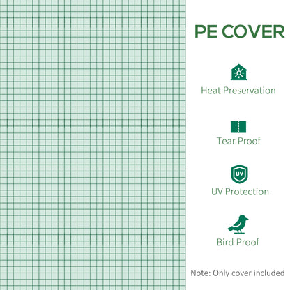 Outsunny 3 x 2 x 2m Greenhouse Replacement Cover ONLY Winter Garden Plant PE Cover for Tunnel Walk-in Greenhouse with Roll-up Windows Door Outdoor, Green 