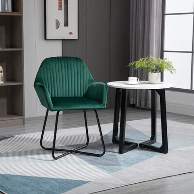 HOMCOM Modern Arm Chair Upholstered Accent Chair with Metal Base for Living Room Green 