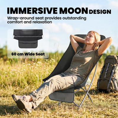 Outsunny Camping Chair for Adults Heavy Duty Folding Camp Chair with Side Pocket and Carry Bag Black 