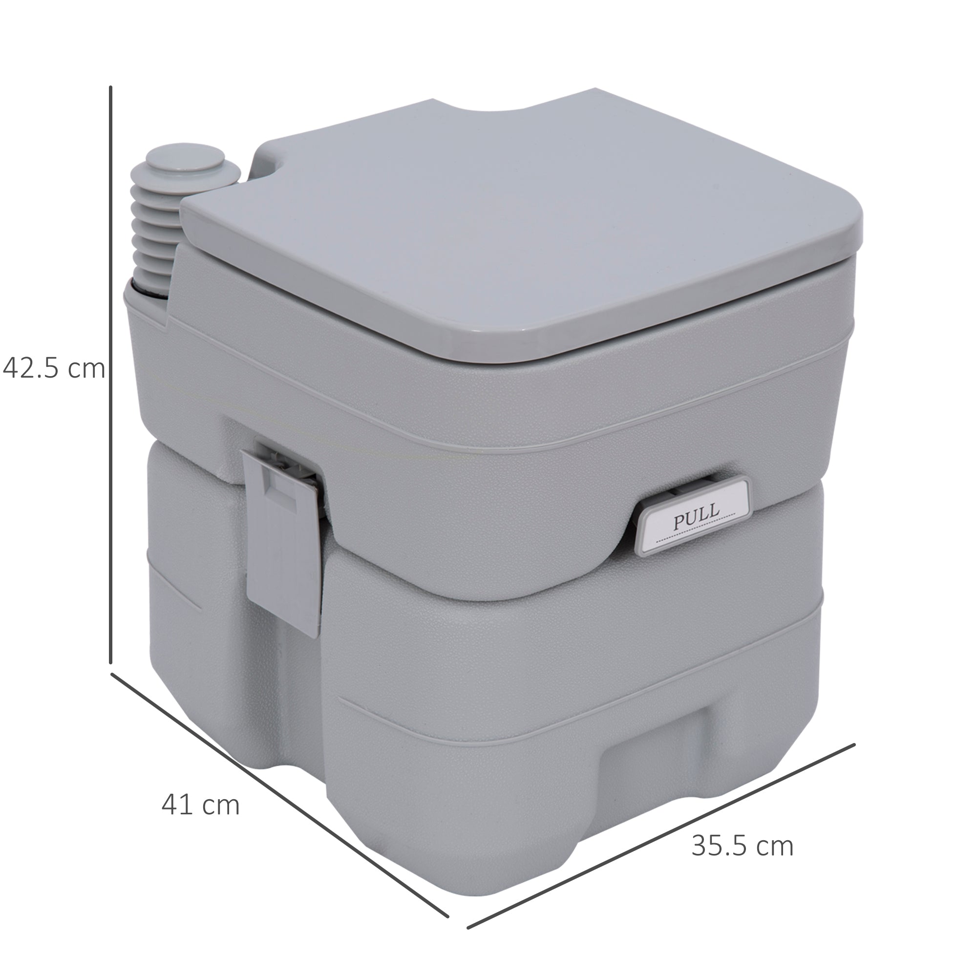 Outsunny 20L Portable Travel Mobile Toilet Outdoor Camping Handle WC with 2 Detachable Tanks & Push-button Operation, Grey 