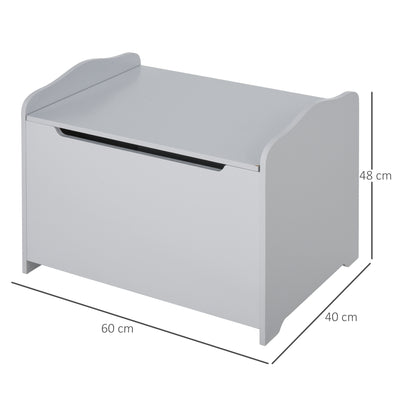 HOMCOM Wooden Kids Toy Box Children Storage Organizer Chest Safety Hinge Playroom Furniture Grey 
