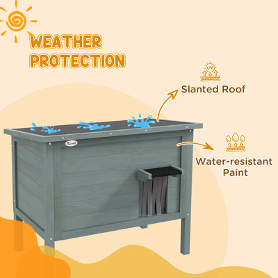PawHut Feral Cat House, Wooden Insulated with Removable Floor, Water-Resistant Openable Roof - Charcoal Grey 