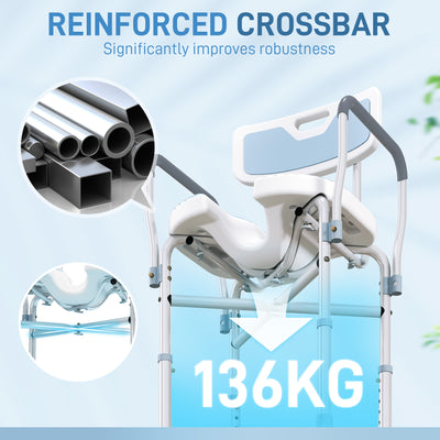 HOMCOM Aluminium Shower Chair, with Padded Seat - Light Blue 