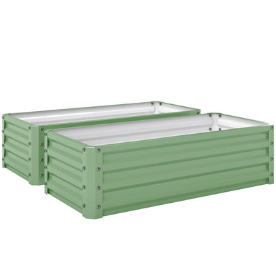 Outsunny Set of Two 110 x 50cm Steel Planter Boxes -  Light Green 