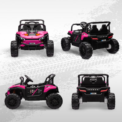 AIYAPLAY 12V Battery Powered Ride on Truck w/ Remote, Four Suspension Wheels, Horn, Lights, Music, USB, for Ages 3-5 Years, Pink 